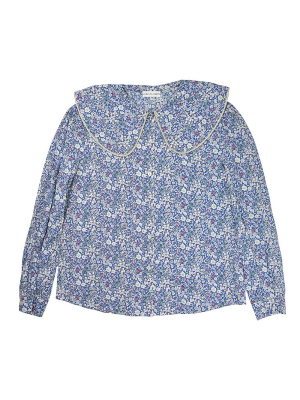 Maria de la Orden Collared Top in Blue Floral